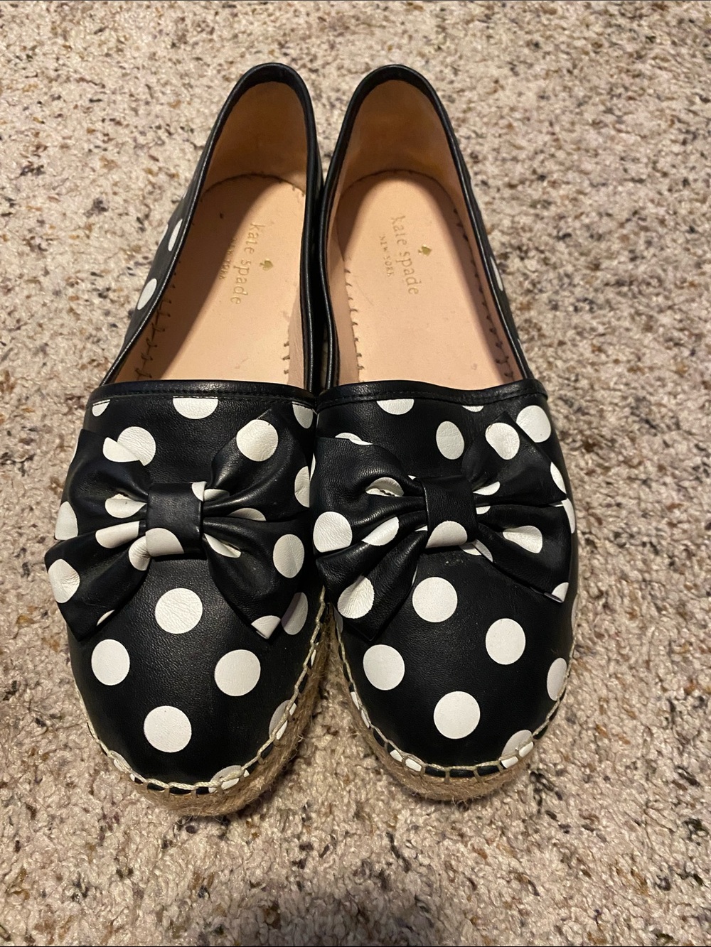 kate spade Black and White Polka Dot Bow Espadrilles